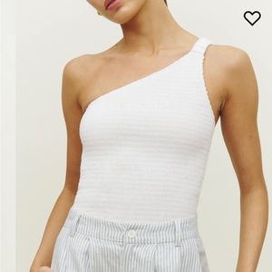 Reformation Holly Linen One shoulder white Top